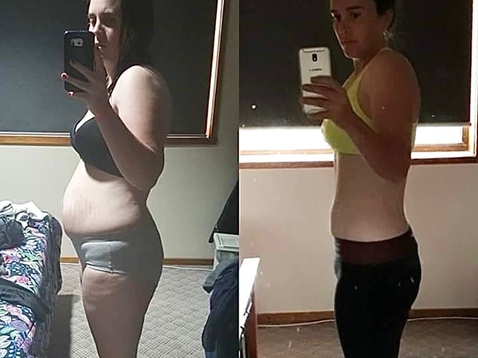 Client comparison photograph showing a change in body composition
